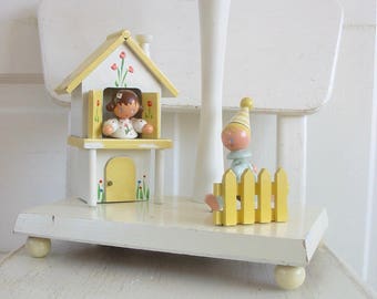 Vintage Nursery Lamp, Yellow Baby Lamp, Wood Irmis Lamp, Girl Nursery Lamp, Yellow Nursery Lamp, Unisex Nursery Lamp, Vintage Irmis Lamp