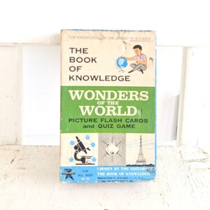 Vintage Picture Flash Cards, Vintage Wonders of the World Flash Cards, Vintage Quiz Game, Ephemera Collage Supplies, World Cards
