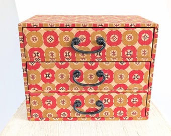 Vintage Wood Box with Drawers, Vintage Wood Jewelry Box, Small Primitive Wood Box, Wood Drawers, Vintage Jewelry Storage, Supply Storage