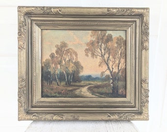 Vintage Fall Landscape Painting, Vintage Autumn Painting, Vintage Fall Painting, Vintage Landscape Painting, Fall Trees Painting, Fall Leaf