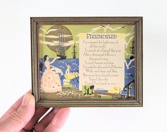 Framed Vintage Poem, Vintage Framed Saying, Vintage Friendship Poem, Thirties Poem, Framed Lithograph Poem, Gift for Friend, Friend Poem