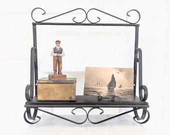Vintage Black Metal Shelf, Vintage Black Shelf, Vintage Metal Shelf, Vintage Display Shelf, Vintage Black Shelf, Vintage Shelf, Primitive