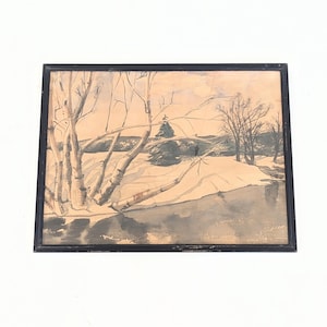 Vintage Winter Landscape, Vintage Snow Landscape, Vintage Winter Watercolor, Vintage Winter Scenery, Vintage Forest Painting, Tree Painting
