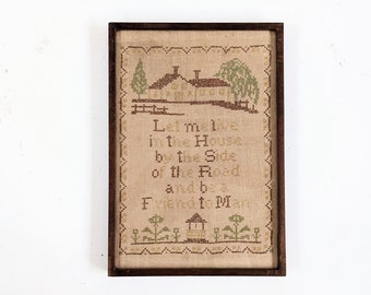 Vintage Cross Stitch Sampler, Vintage Sampler, Vintage Sampler Cross Stitch, Vintage Friend Cross Stitch, Vintage Home Embroidery, Neutral