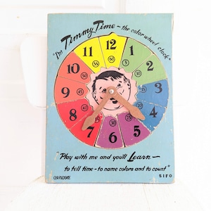 Vintage Wood Puzzle, Telling Time Puzzle, Vintage Timmy Time Puzzle, Colorful Wood Numbers Puzzle, Vintage Clock Puzzle, Time Puzzle, Colors