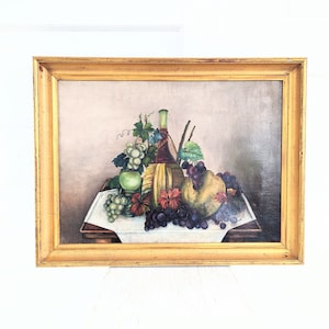 Vintage Fruit Still Life Painting, Vintage Fruit Painting, Antique Oil Painting, Kitchen Painting, Antique Fruit Painting, Mediterranean