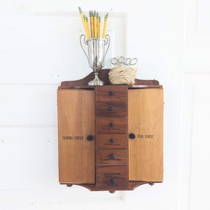 Vintage Wood Cabinet, Vintage Kitchen Organizer, Vintage Office Storage, Vintage Desk Organizer, Vintage Wood Shelf, Small Kitchen Cabinet image 1