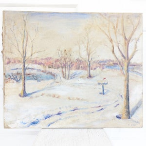 Vintage Winter Landscape Painting, Winter Oil Painting, Vintage Snow Painting, Scenery Painting, Vintage Snow Landscape, Winter Painting