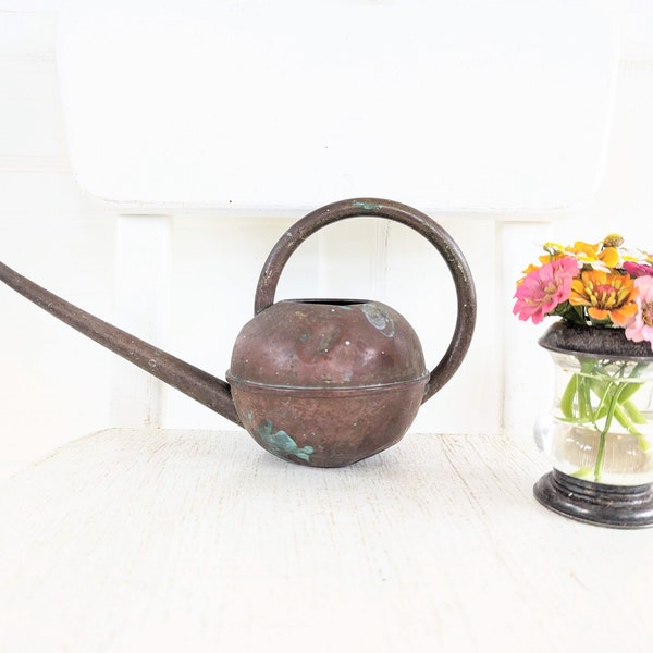 Small Vintage Copper Watering Can, Small Watering Can, Metal Watering Can, Vintage Garden Decor, Brass Watering Can, Vintage Watering Can