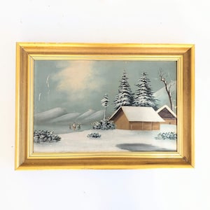 Antique Winter Landscape Painting, Vintage Winter Painting, Antique Snow Painting, Vintage Snow Scenery Painting, Vintage Winter Scene Oil