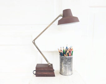 Mid Century Desk Lamp, Vintage Tensor Lamp, Vintage Metal Lamp, Vintage Desk Light, Vintage Brown Desk Lamp, Goose Neck Desk Lamp