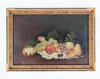 Antique Fruit Still Life Painting, Antique Fruit Painting, Antique Oil Painting, Vintage Painting for Kitchen, Vintage Fruit Still Life Art