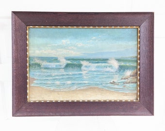 Large Antique Seascape Painting, Vintage Ocean Painting, Vintage Seascape Painting, Antique Ocean Painting, Vintage Coastal Painting, Sea