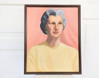 Vintage Woman Portrait Painting, Vintage Portrait, Woman Oil Painting, Vintage Portrait Painting, Vintage Oil Portrait, Gray Hair Portrait