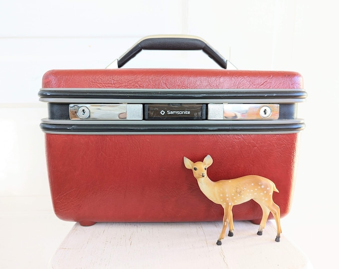 Vintage Samsonite Train Case, Red Train Case, Red Case, Vintage