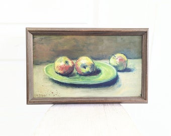 Vintage Fruit Still Life Painting, Vintage Fruit Painting, Vintage Apple Painting, Painting for kitchen Dining Room, Mid Century Painting