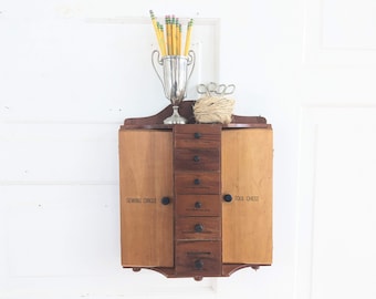 Vintage Wood Cabinet, Vintage Kitchen Organizer, Vintage Office Storage, Vintage Desk Organizer, Vintage Wood Shelf, Small Kitchen Cabinet