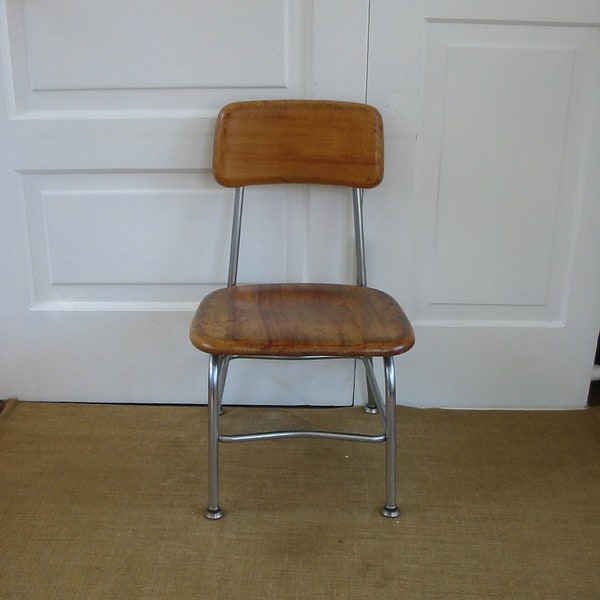 Vintage Children Chair School Wood  Metal Heywood Wakefield