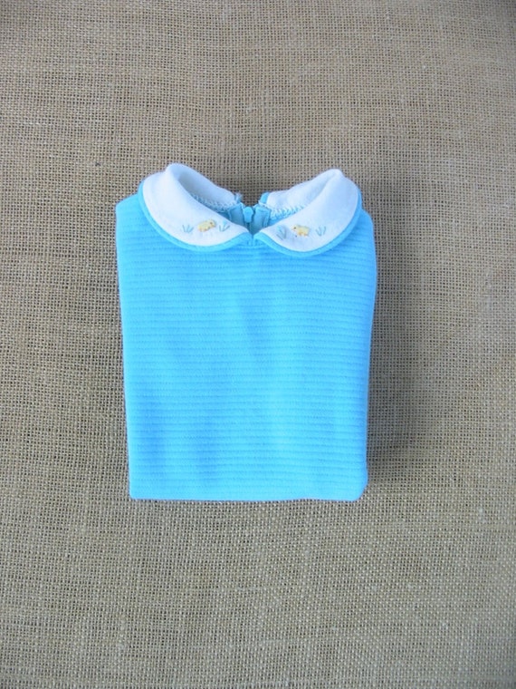 Vintage Baby Bodysuit, Aqua Blue Boy Shirt, Vinta… - image 5