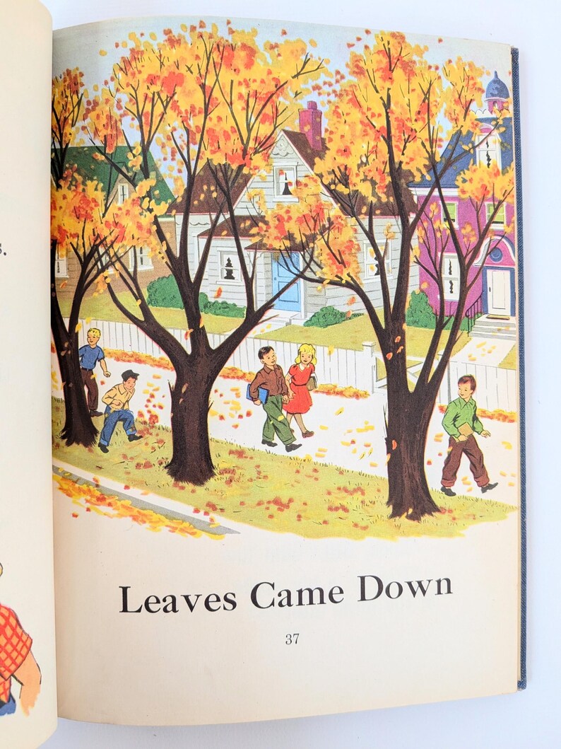 Vintage Child Book, Vintage School Reader, Vintage Child Story Book, Blue Book, Two Boys and a Tree, Basic Reader, Child School Book image 12