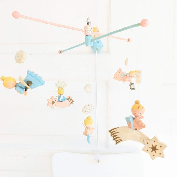 Vintage Crib Mobile, Irmi Baby Mobile, Vintage Nursery Mobile, Vintage Girl Mobile, Vintage Baby Mobile, Vintage Angel Mobile for Girl, Wood