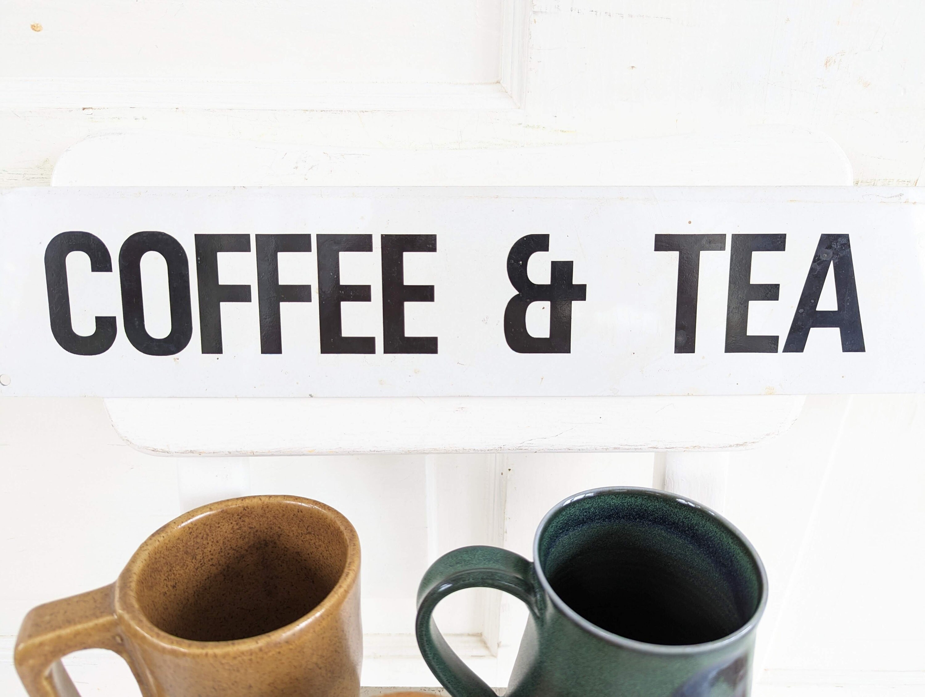 Vintage Coffee Sign, Vintage Tea Sign, Vintage White Sign, Industrial ...