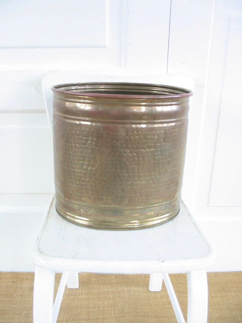 Boho Decor Vintage Brass Indoor Brass Planter Bohemian Decor Vintage Metal Pot Vintage Large Brass Pot Brass Trash Can Metal Planter