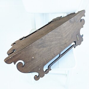 Vintage Corner Shelf, Vintage Wood Shelf, Wood Display Shelf, Black Corner Shelf, Hand Painted Shelf, Bathroom Kitchen Shelf, Folk Art Shelf image 9