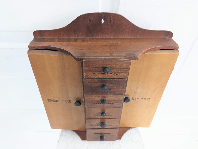 Vintage Wood Cabinet, Vintage Kitchen Organizer, Vintage Office Storage, Vintage Desk Organizer, Vintage Wood Shelf, Small Kitchen Cabinet image 6