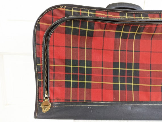 Vintage Plaid Suitcase, Vintage Red Suitcase, Vin… - image 3
