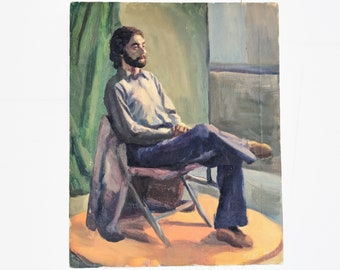 Vintage Man Portrait Painting, Vintage Male Painting, Vintage Man Oil Painting, Vintage Portrait, Vintage Male Portrait, Man Sitting Art