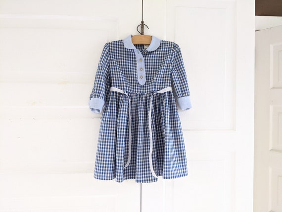 Vintage Girl Blue Gingham Dress, Vintage Girl 3T … - image 9