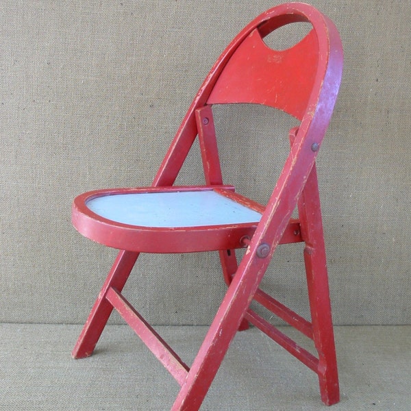 Child's Folding Chair, Children's Chair, Red, Vintage