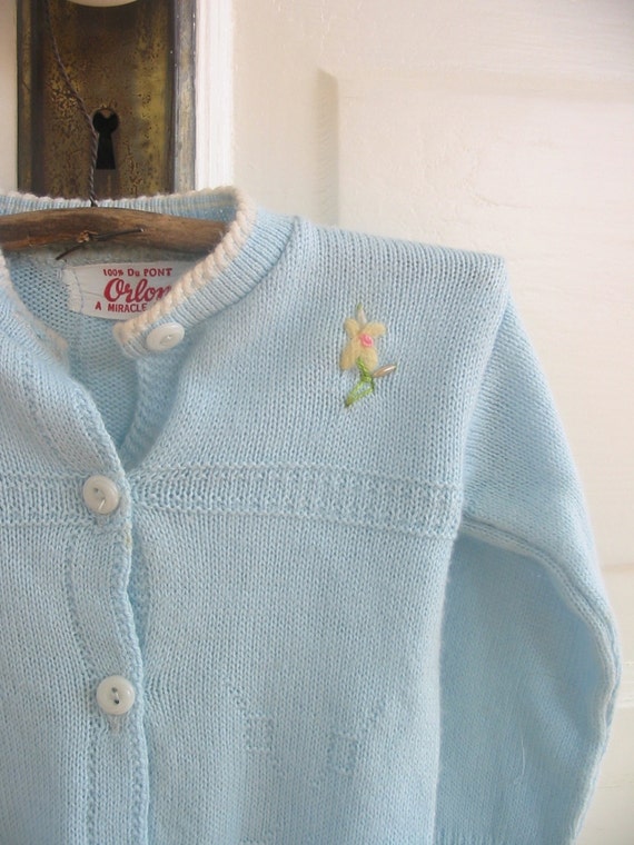 Vintage Blue Baby Sweater, Vintage Baby Cardigan,… - image 2