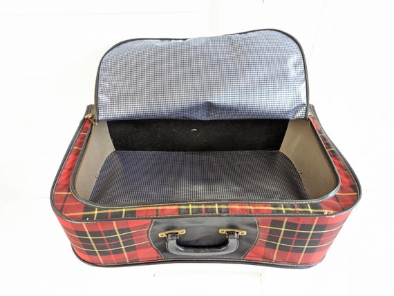 Vintage Plaid Suitcase, Vintage Red Suitcase, Vin… - image 7