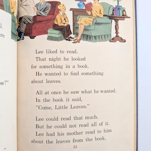 Vintage Child Book, Vintage School Reader, Vintage Child Story Book, Blue Book, Two Boys and a Tree, Basic Reader, Child School Book image 5