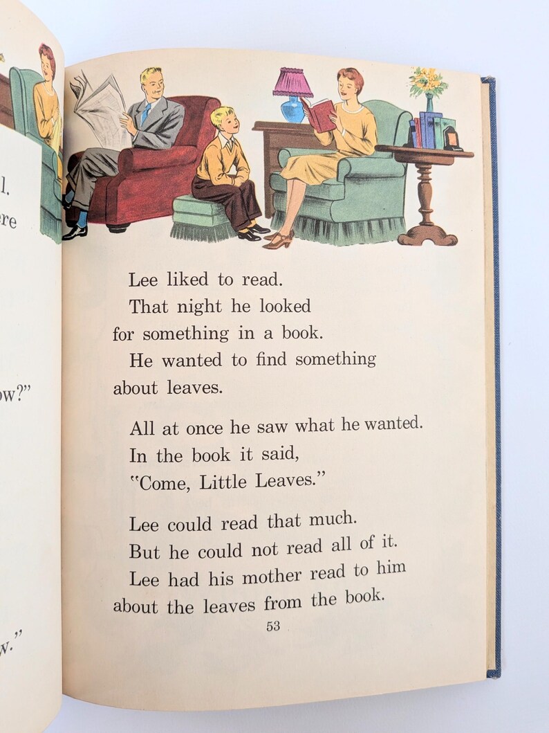 Vintage Child Book, Vintage School Reader, Vintage Child Story Book, Blue Book, Two Boys and a Tree, Basic Reader, Child School Book image 5