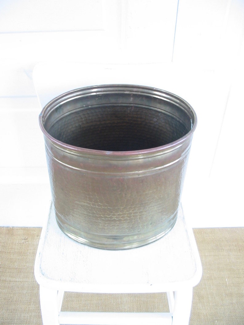 Boho Decor Vintage Brass Indoor Brass Planter Bohemian Decor Vintage Metal Pot Vintage Large Brass Pot Brass Trash Can Metal Planter
