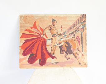 Vintage Matador Paint By Number, Bullfighter Paint By Number, Vintage Paint By Number, Vintage Matador Painting, Bullfighter Painting