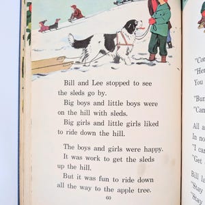 Vintage Child Book, Vintage School Reader, Vintage Child Story Book, Blue Book, Two Boys and a Tree, Basic Reader, Child School Book image 11