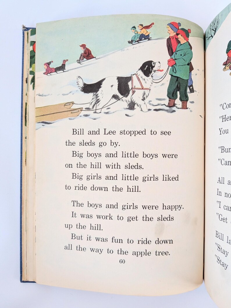 Vintage Child Book, Vintage School Reader, Vintage Child Story Book, Blue Book, Two Boys and a Tree, Basic Reader, Child School Book image 11