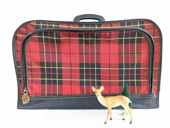 Vintage Plaid Suitcase, Vintage Red Suitcase, Vin… - image 10