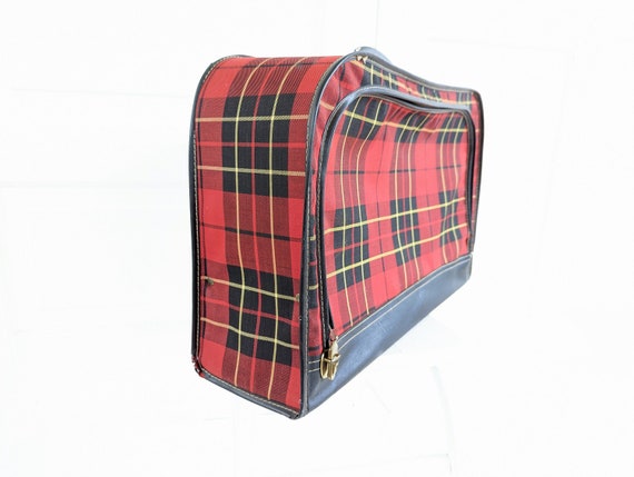 Vintage Plaid Suitcase, Vintage Red Suitcase, Vin… - image 2