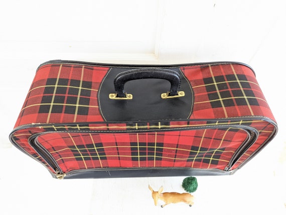 Vintage Plaid Suitcase, Vintage Red Suitcase, Vin… - image 4