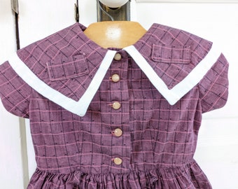 Vintage Purple Girl Dress, Vintage Girl  Dress, Vintage Girl Easter Dress, Vintage Size 4 Girl Dress, Girl Size 4 Dress, Plum Dress, Retro