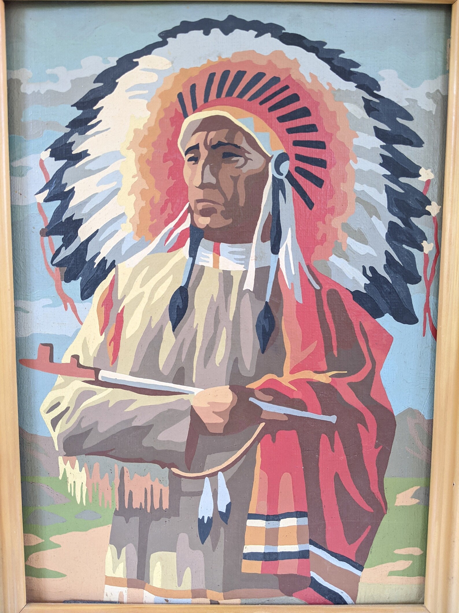 Indian Paint by Number Vintage Indian Painting Chief Paint Etsy