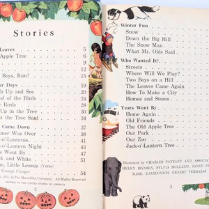 Vintage Child Book, Vintage School Reader, Vintage Child Story Book, Blue Book, Two Boys and a Tree, Basic Reader, Child School Book image 3