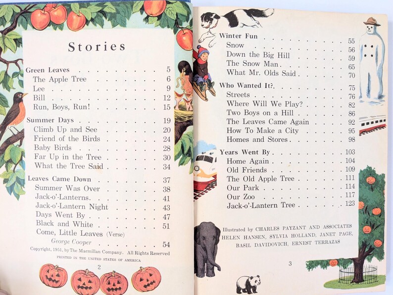 Vintage Child Book, Vintage School Reader, Vintage Child Story Book, Blue Book, Two Boys and a Tree, Basic Reader, Child School Book image 3