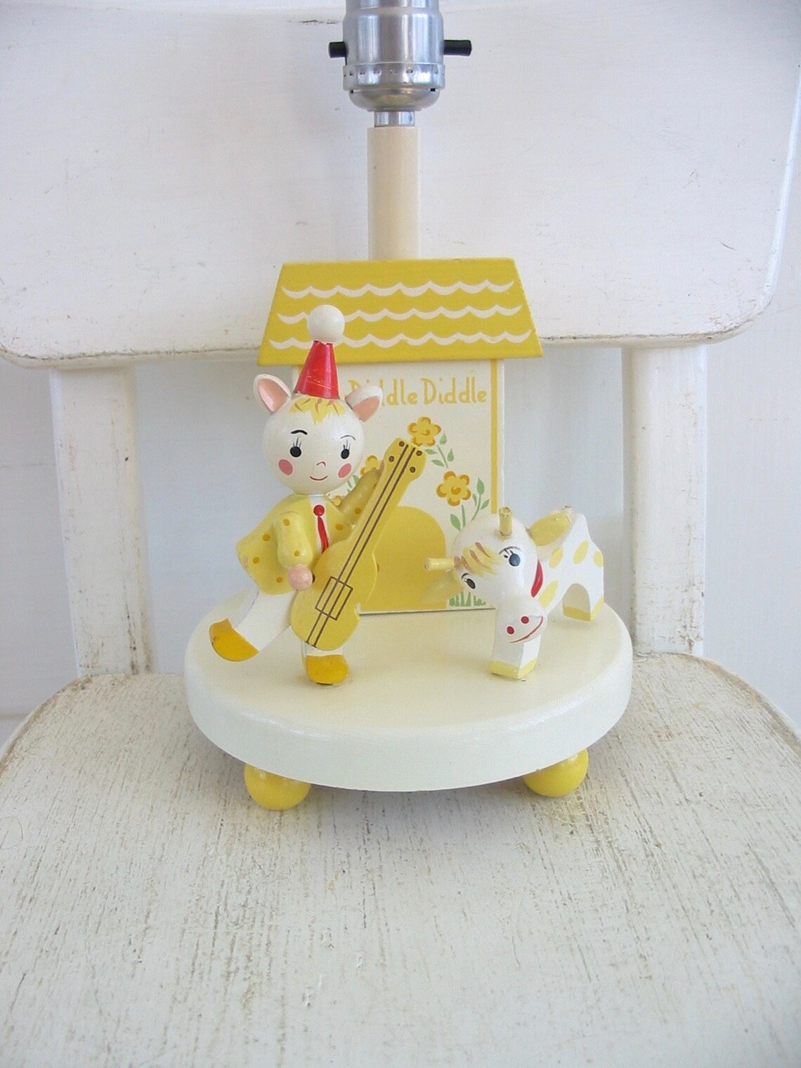 Vintage Yellow Nursery Lamp Yellow Baby Lamp Wood Irmi Lamp Etsy