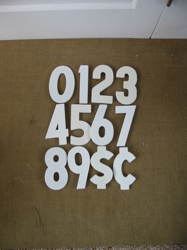 Vintage Numbers White Plastic Numbers White Sign Supplies Etsy